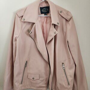 Scoop Women's Moto Jacket Faux Leather Asymmetrical Pink Size L. NWOT
